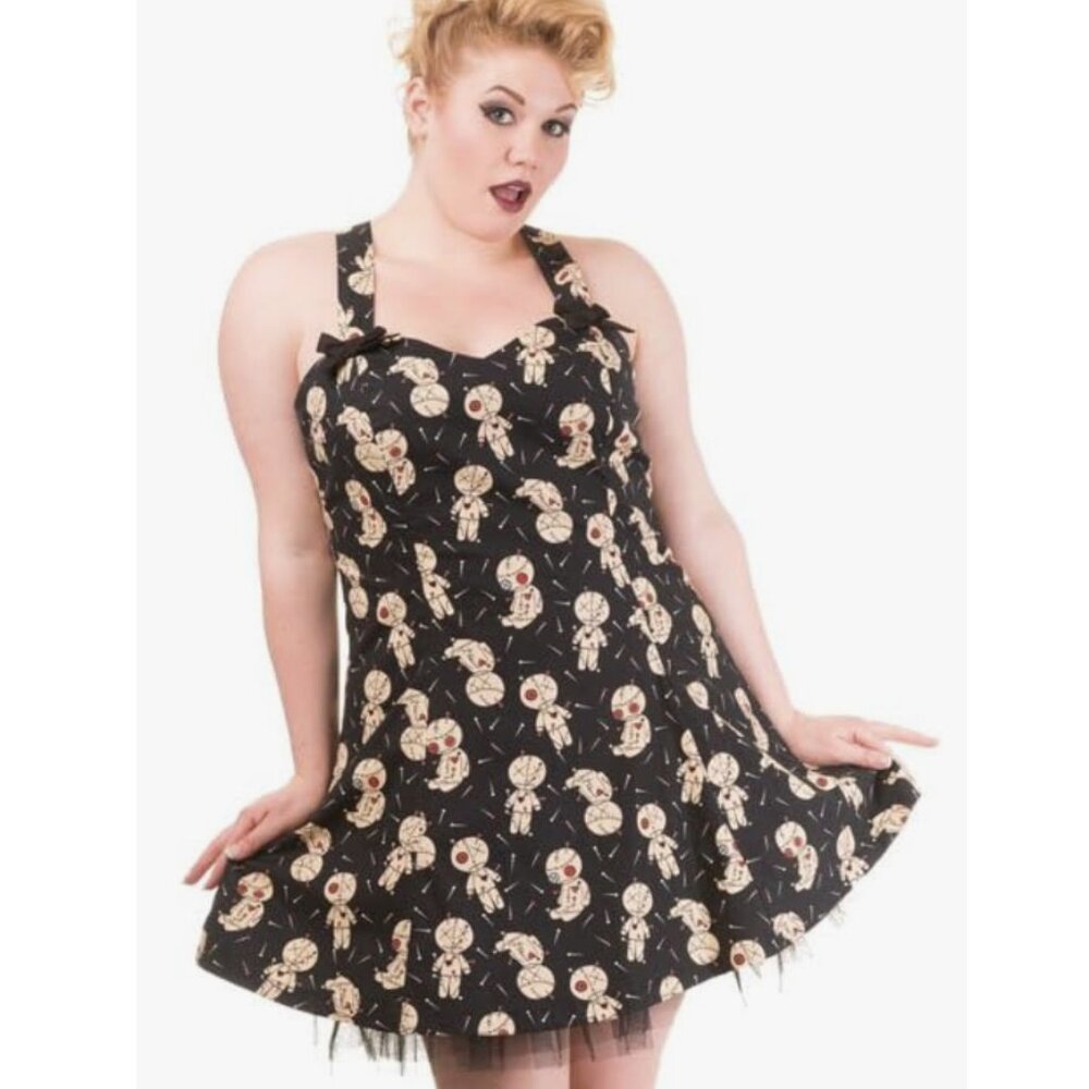BANNED VINTAGE Distractions Voodoo Doll Rockabilly Pinup Tulle Dress Whimsigoth